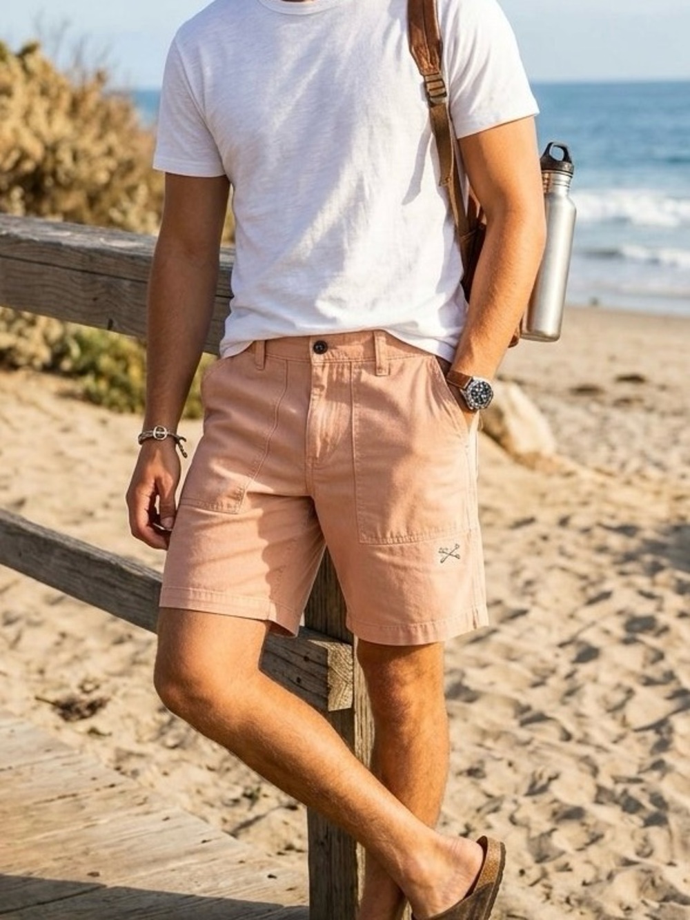 NWT Dark Seas Men's 100% Cotton Utility Carpenter Shorts Tan Peach Size 28”